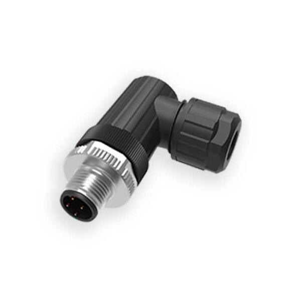 Разъем M12 (папа), угловой,  A-code, 4PIN (зажим на защелках)  FAS  64F843