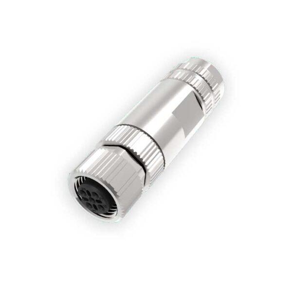 Разъем M12 (мама), прямой,  A-code, 4PIN (зажим на защелках), металлический  FAS  64F761