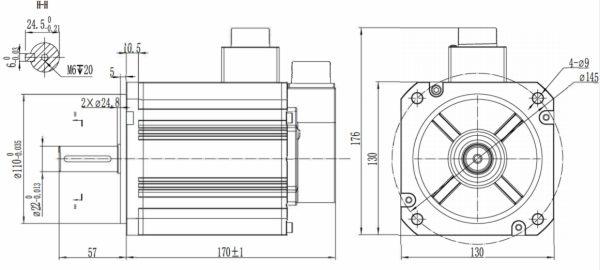 Серводвигатель SINSEGYE серии SM32, 1800 Вт, 220 В, 1500 об/мин, энкодер абс. опт. (23 бита), фланец 130 мм, без тормоза, арт. SM3213-HS18C15C-PH1N1