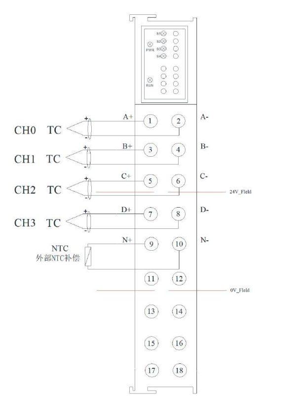 Модуль аналогового входа для термопар 4 канальный, Sinsegye SRE3284